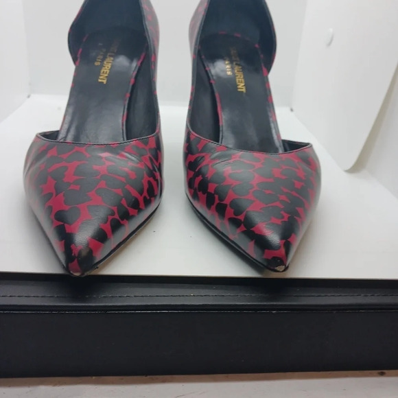 SAINT LAURENT red & black heart heels - Picture 10 of 11
